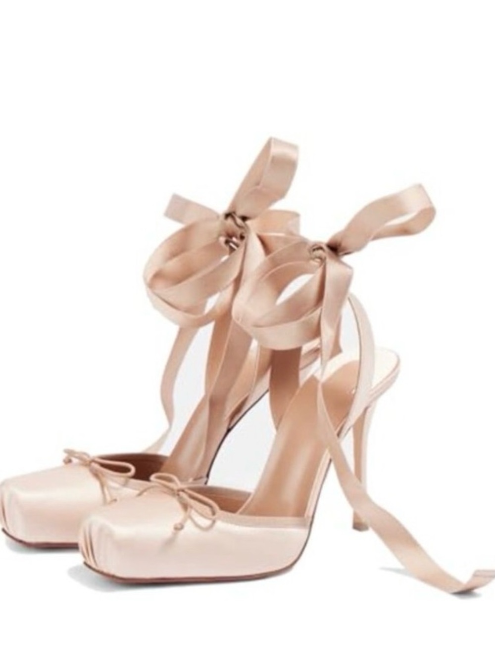 Women’s Satin Ankle-Tie Heels in Blush